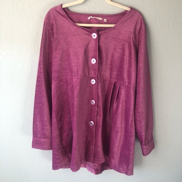 Soft Surroundings Fiona Tunic Top Size Large Pink Longline Velvet A-Line Peplum - Picture 1 of 11